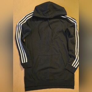 adidas Black Hoodie with White Stripes, Split Hem